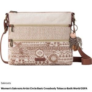 Sakroots Artist Circle Basic Crossbody Bag Mandala Elephants Batik Linen Canvas